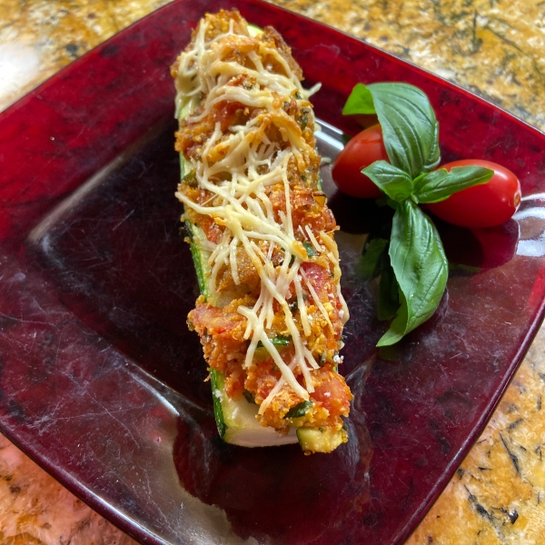 Stuffed Zucchini with Chicken Sausage