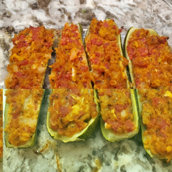 Stuffed Zucchini with Chicken Sausage