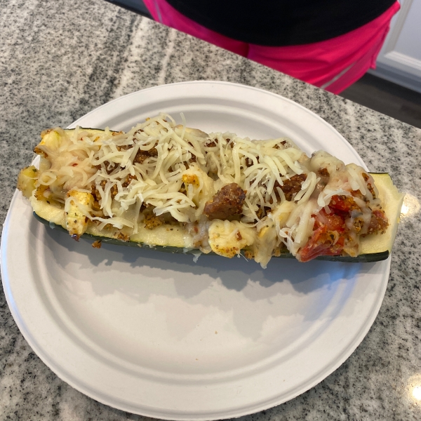 Stuffed Zucchini with Chicken Sausage