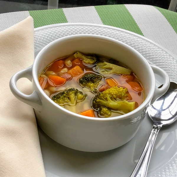 Broccoli, Ham, and Sweet Potato Soup