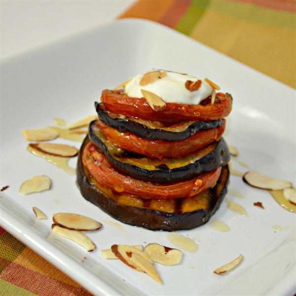 Roasted Eggplant and Tomato Towers
