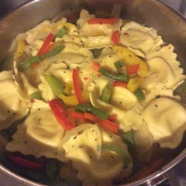 Cheese Ravioli with Three Pepper Topping