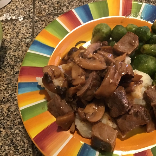 Leftover Prime Rib with Mushrooms and Mashed Potatoes