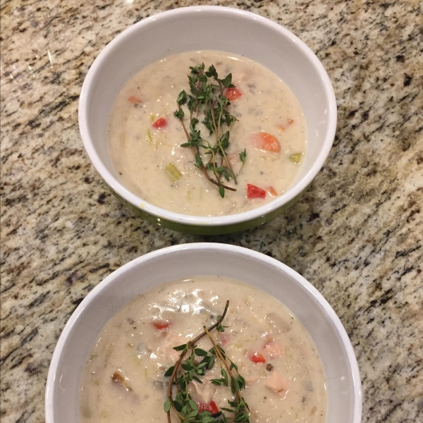 Chicken and Wild Rice Soup with Leeks