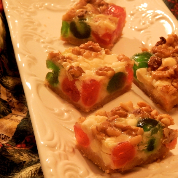 White Chocolate and Candied Fruit Magic Cookie Bars