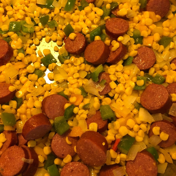 Fried Corn with Smoked Sausage