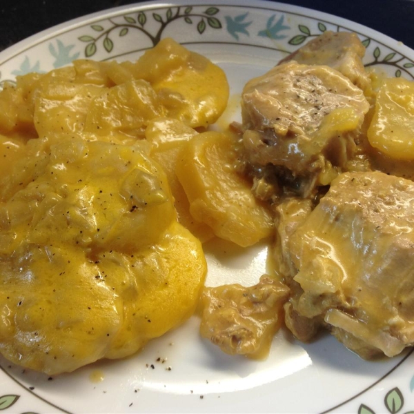 Pork Chops and Cheesy Scalloped Potatoes