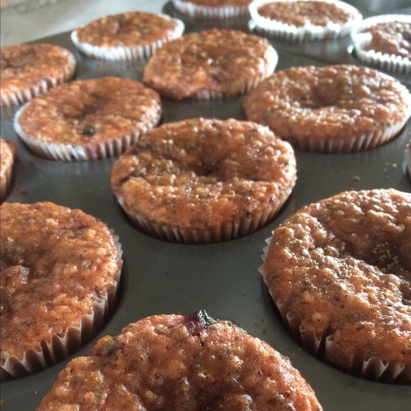 Blueberry Oatmeal Chia Seed Muffins