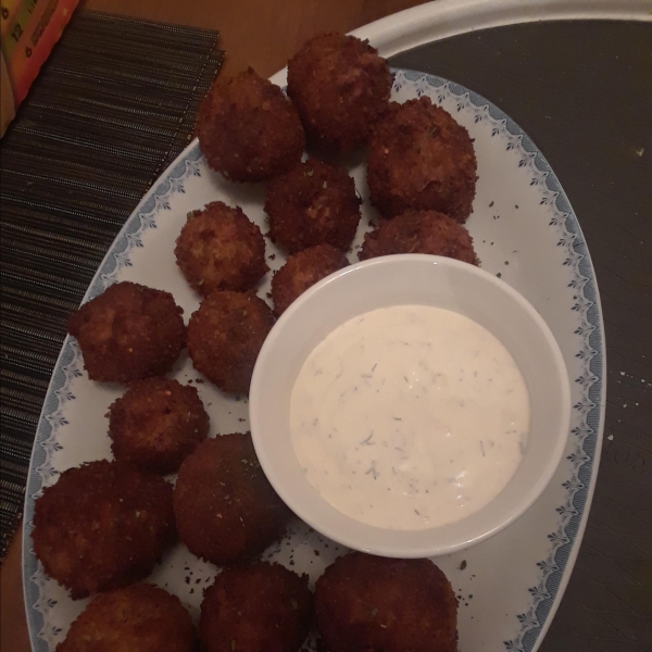 Mom's Potato Fritters with Lemon-Dill Dipping Sauce