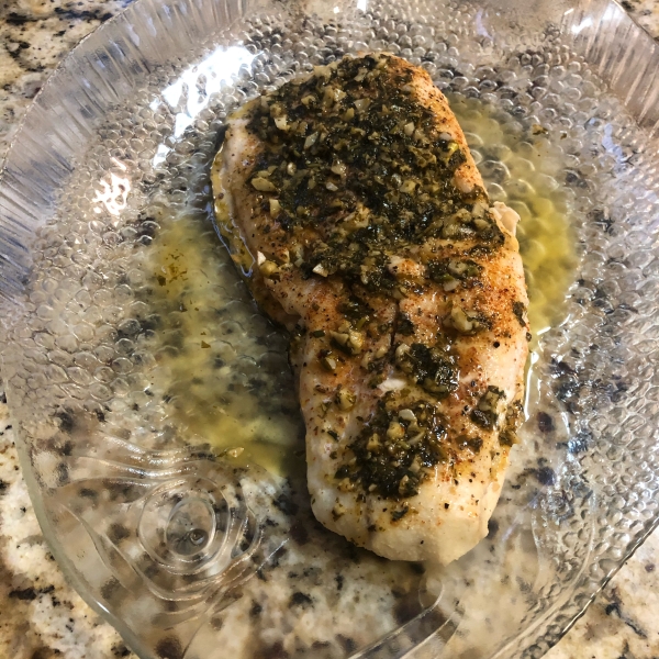 Grilled Halibut with Cilantro Garlic Butter