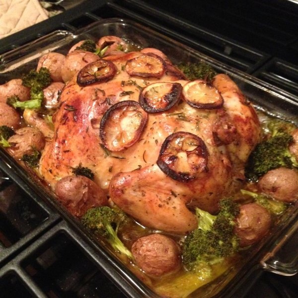 Moist Garlic Roasted Chicken