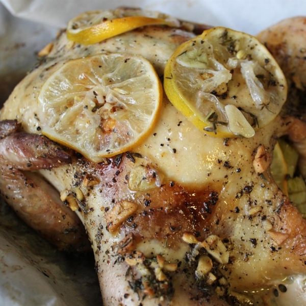 Moist Garlic Roasted Chicken