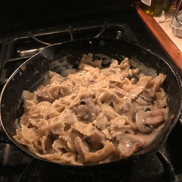 Pork with Linguine and Blue Cheese Mushroom Sauce