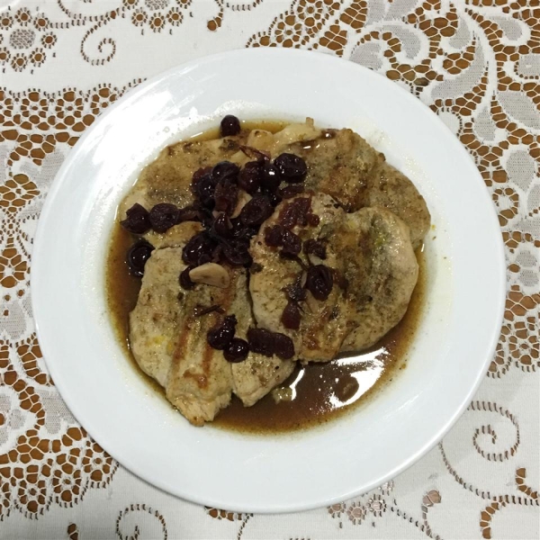 Pork Chops with Cranberry Balsamic Sauce