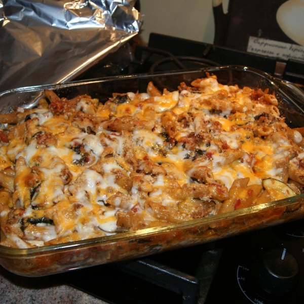 Baked Penne with Kale and Zucchini