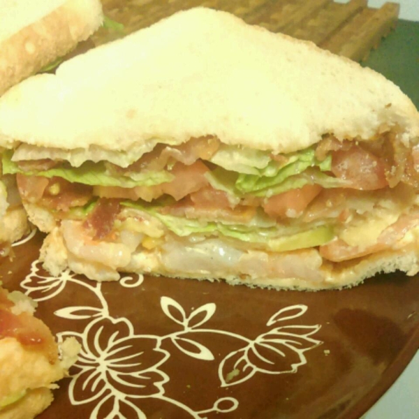 Triple Decker Grilled Shrimp BLT with Avocado and Chipotle Mayo