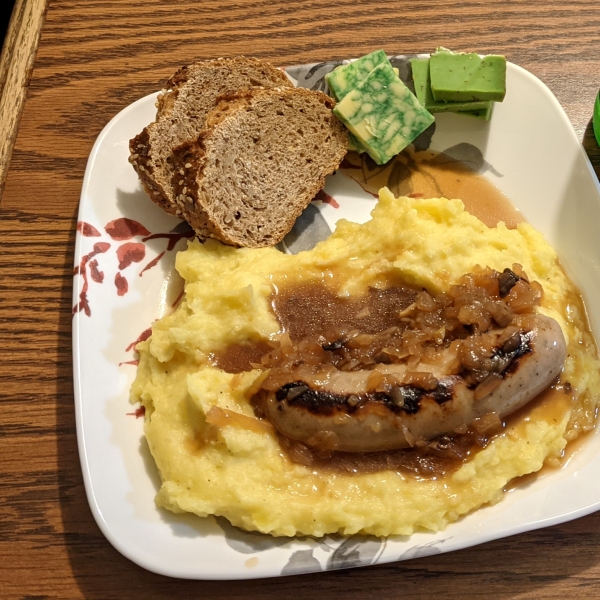 True Bangers and Mash with Onion Gravy