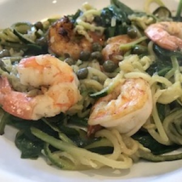 Lemon Zucchini Spaghetti with Shrimp