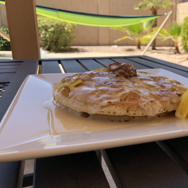 Pineapple Upside-Down Pancakes with Vanilla Cream Sauce