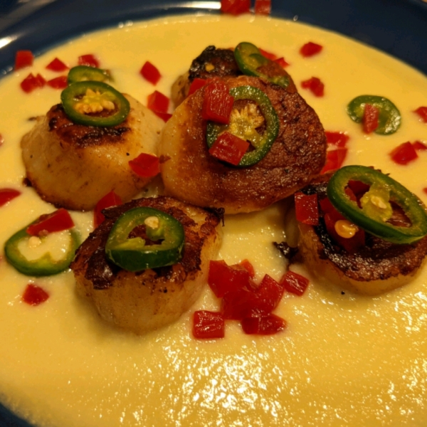 Seared Scallops with Corn Cream