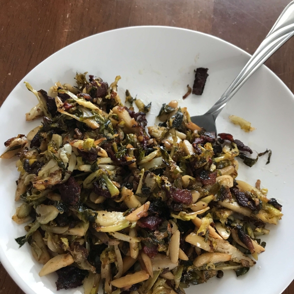 Shaved Brussels Sprouts with Bacon and Almonds