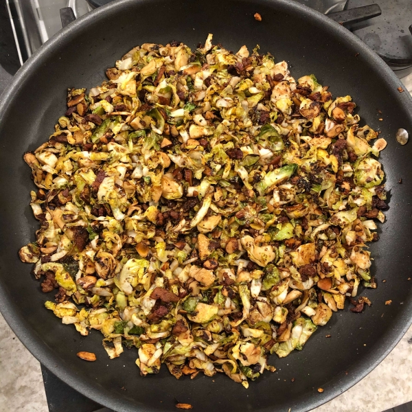 Shaved Brussels Sprouts with Bacon and Almonds