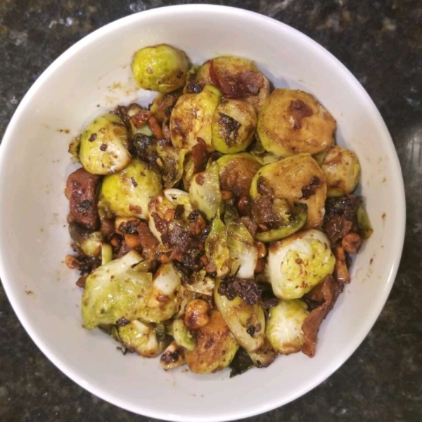 Shaved Brussels Sprouts with Bacon and Almonds