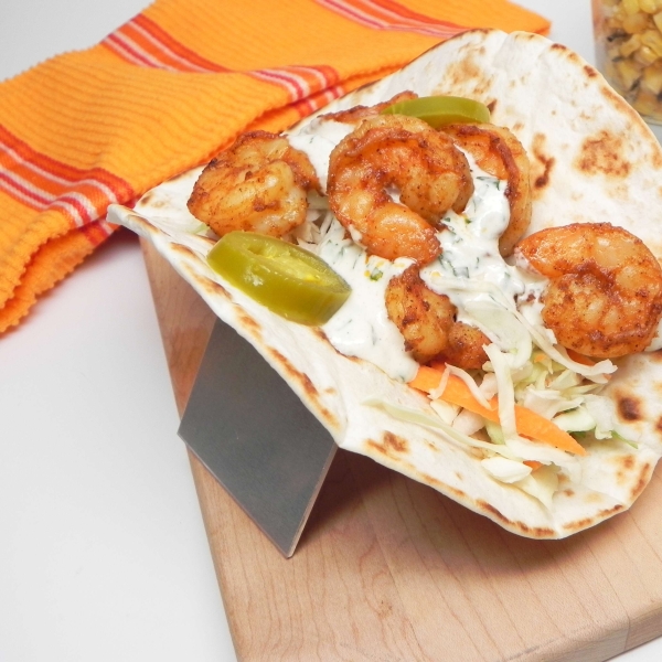 Air Fryer Shrimp Tacos with Creamy Cilantro Sauce