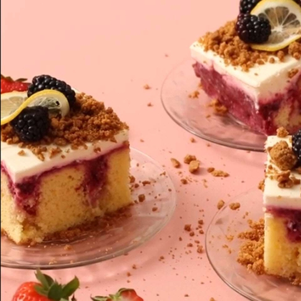 Triple Berry Cheesecake Poke Cake