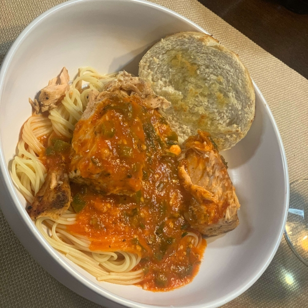 Roasted Red Pepper Salmon Pasta