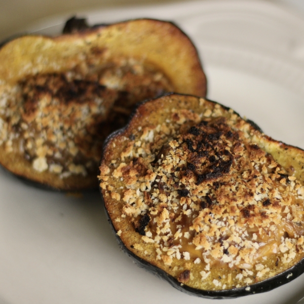 Acorn Squash Stuffed with Cheesy Mushroom Rice