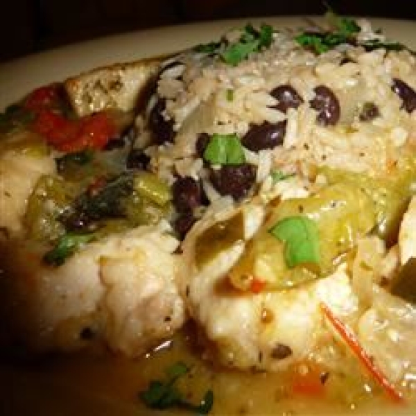 Chicken with Tomatillos and Poblanos