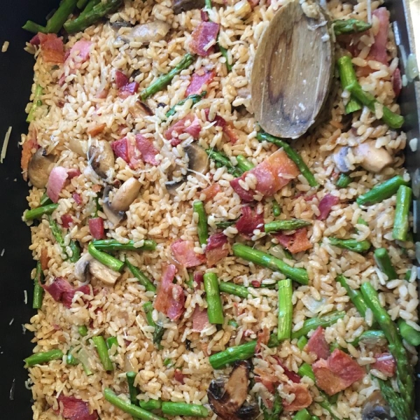 Risotto with Asparagus and Bison Bacon