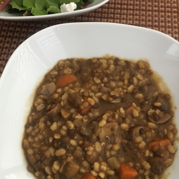 Barley, Lentil and Mushroom Soup