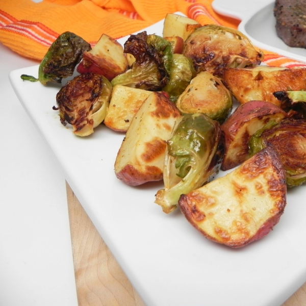 Roasted Potatoes and Brussels Sprouts