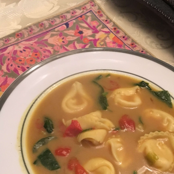 Cheese Tortellini in Curried Coconut Milk