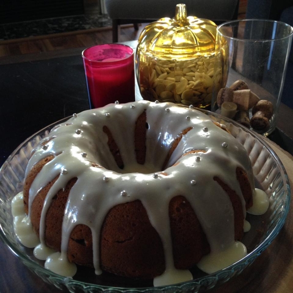 Holiday Pumpkin Cake with Rum-Cream Cheese Glaze