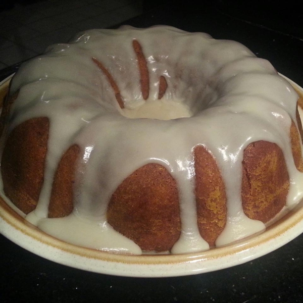 Holiday Pumpkin Cake with Rum-Cream Cheese Glaze