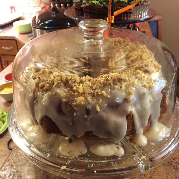 Holiday Pumpkin Cake with Rum-Cream Cheese Glaze