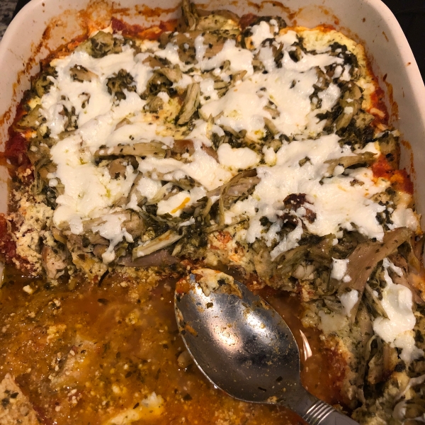 Pesto Chicken Spaghetti Squash Bake