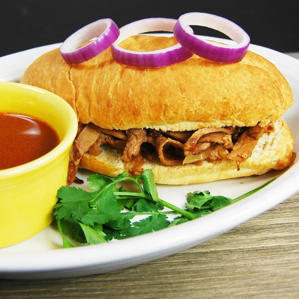 Drowned Beef Sandwich with Chipotle Sauce (Torta Ahogada)