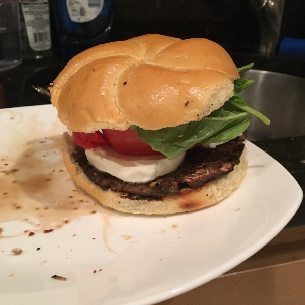 Grilled Portobello Sandwich with Roasted Red Pepper and Mozzarella