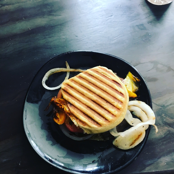 Grilled Portobello Sandwich with Roasted Red Pepper and Mozzarella