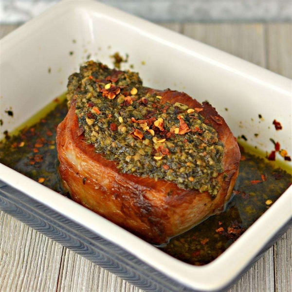 Pesto-Coated Center-Cut Pork Chop