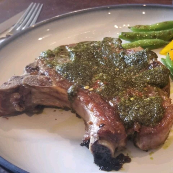 Pesto-Coated Center-Cut Pork Chop