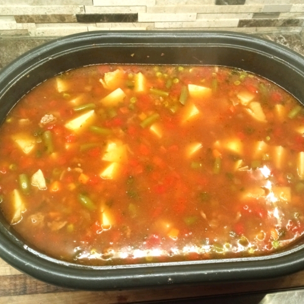 Slow Cooker Ground Beef and Vegetable Soup