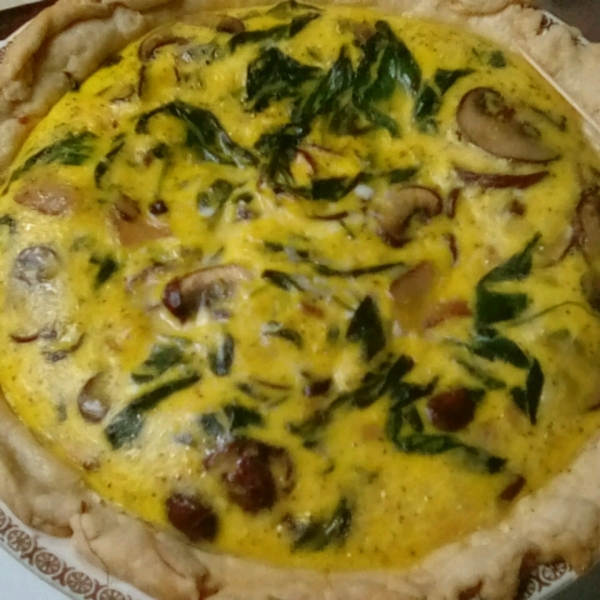 Spinach and Mushroom Quiche with Shiitake Mushrooms