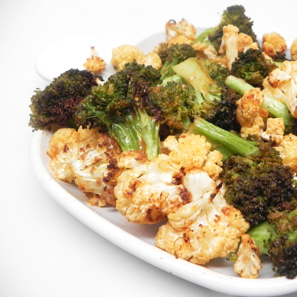 Air Fryer Roasted Broccoli and Cauliflower