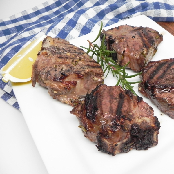 Grilled Garlic and Rosemary Lamb Loin Chops