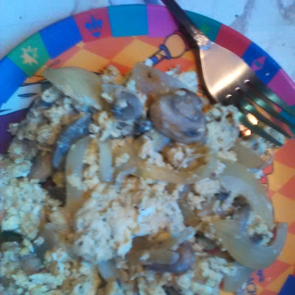 Onion and Mushroom Scrambled Eggs